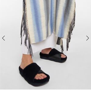 Chloe Wavy Shearling Slides NEW Size 40